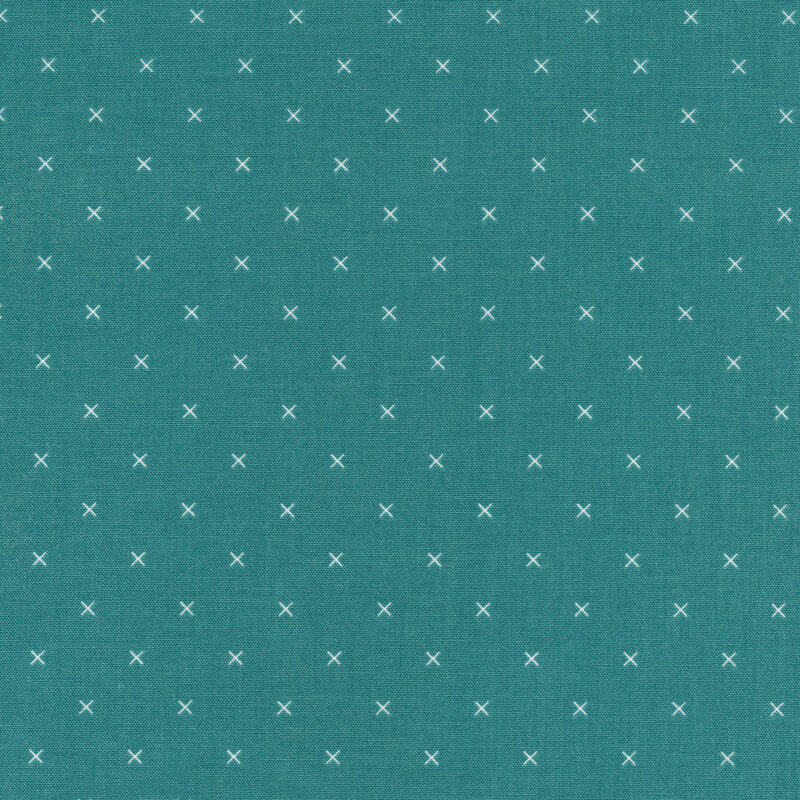 Small cream x's on a teal background