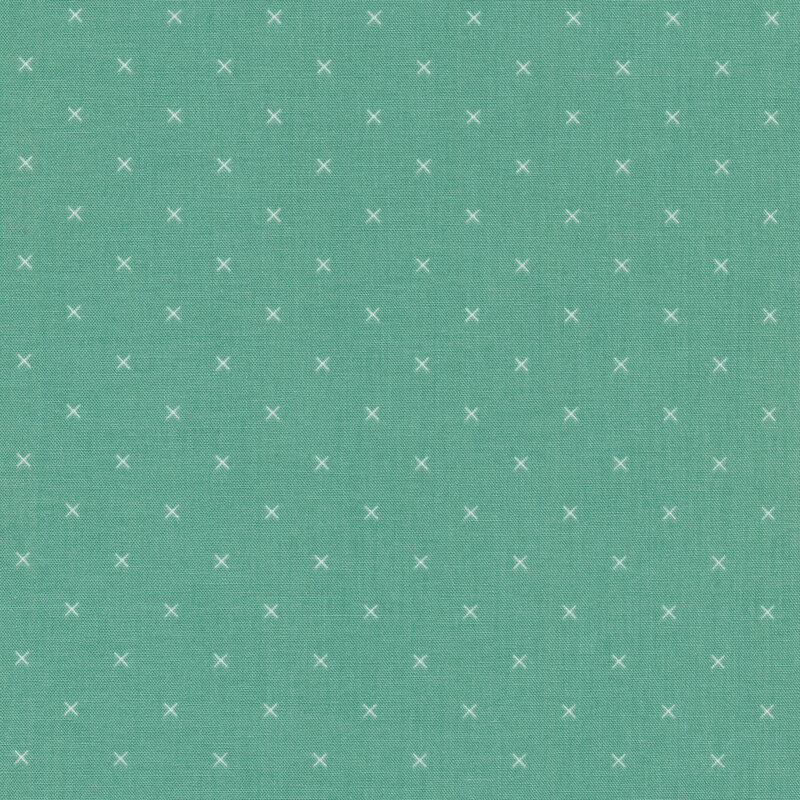 Small cream x's on a teal background