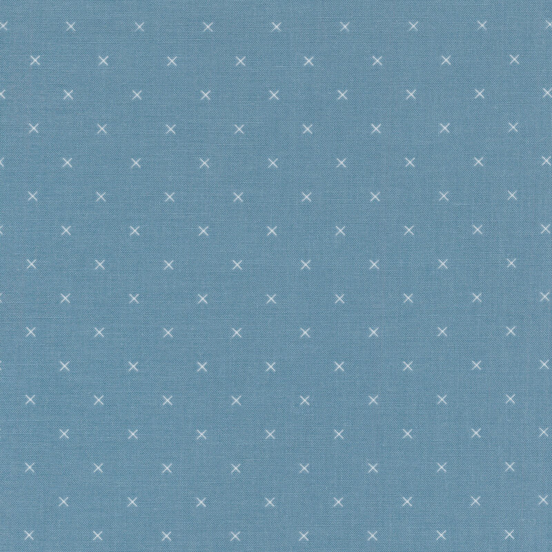 Small cream x's on a blue background
