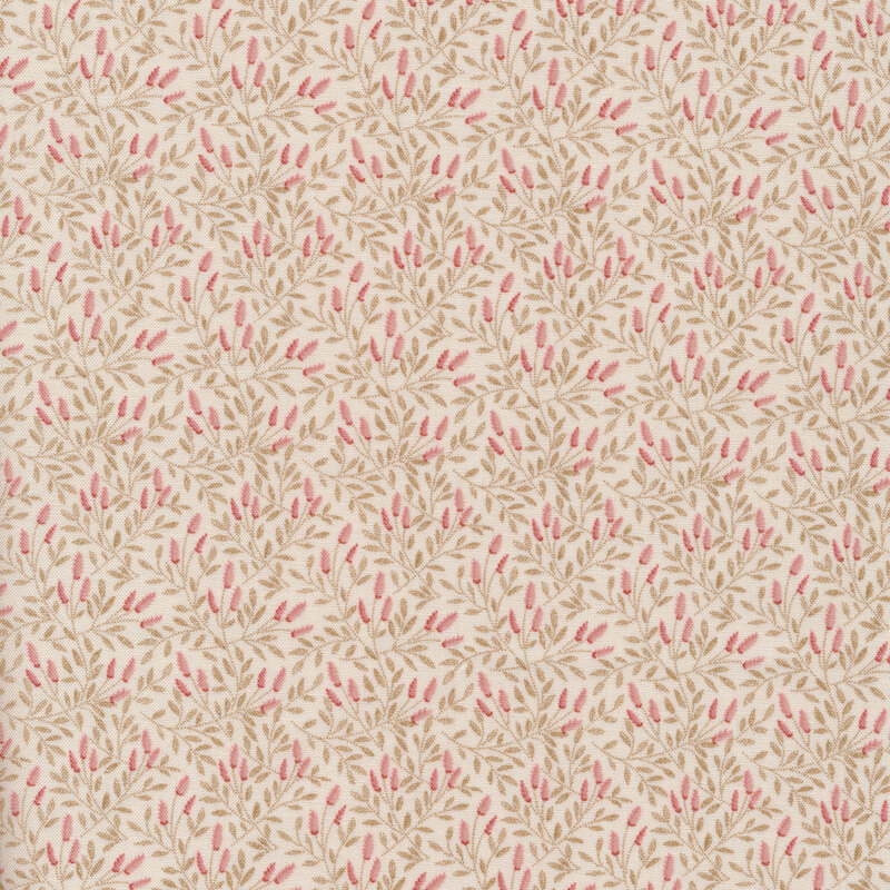 cream fabric with small pink reeds