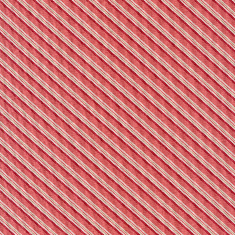 cream, red and pink diagonal stripes