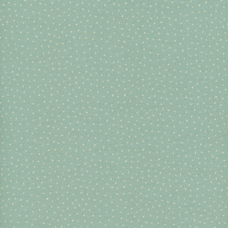 Aqua fabric with small white pin dots all over