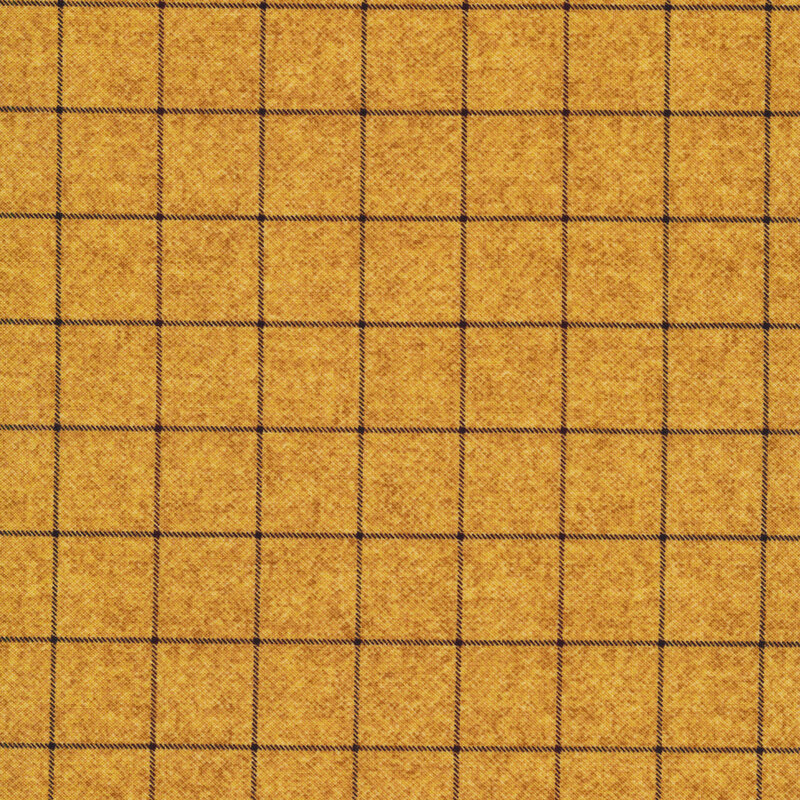 Honey yellow fabric with a black grid pattern