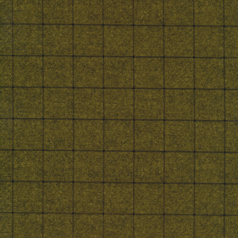 Moss green fabric with a black grid pattern