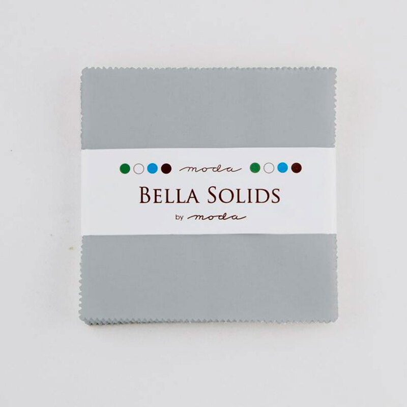 Solid gray Bella Solids charm pack isolated on a white background