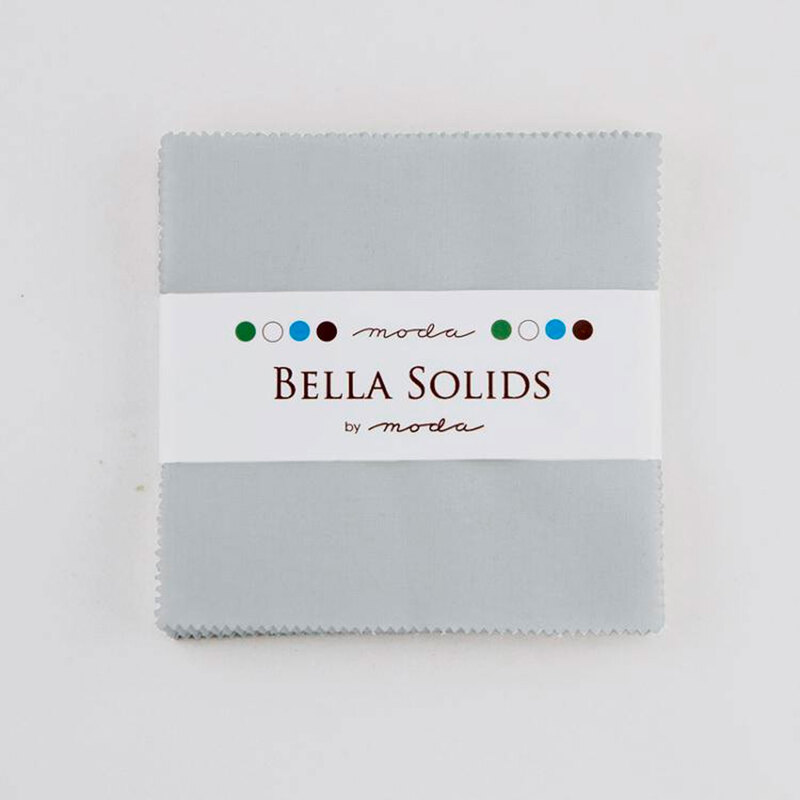 Solid gray Bella Solids charm pack isolated on a white background
