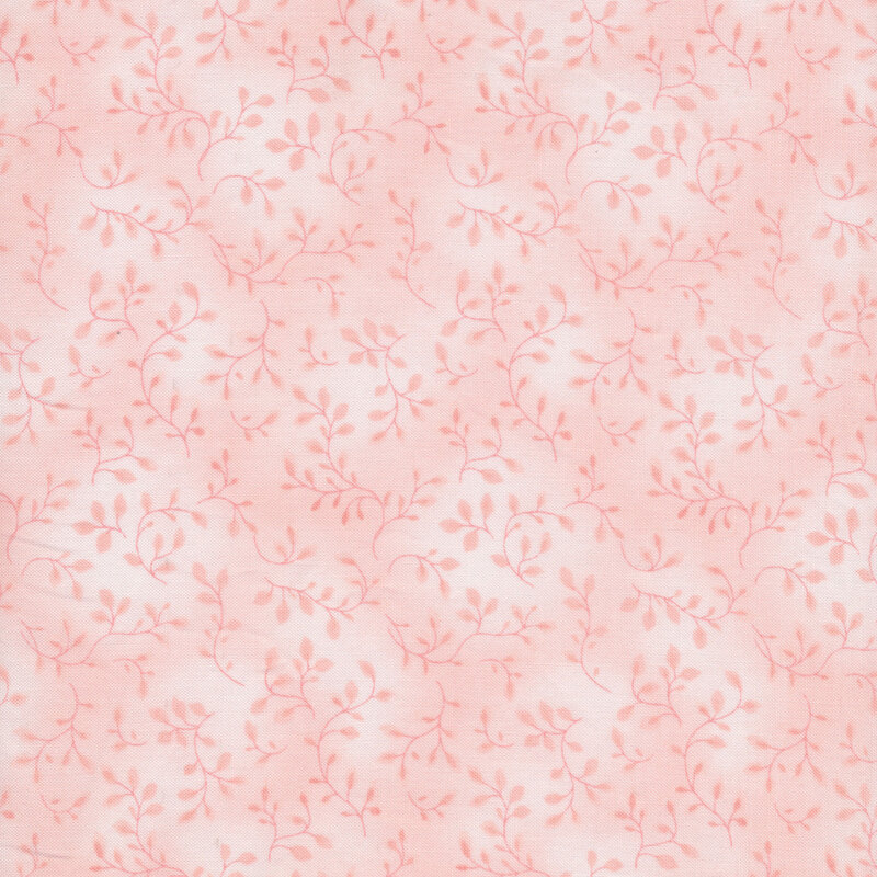 Mottled light blush fabric with pink vines all over