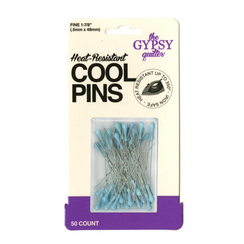 A pack of 50 blue heat resistant sewing pins by The Gypsy Quilter