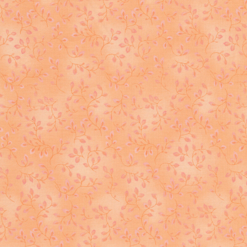 A tonal light peach fabric with vines and mottling