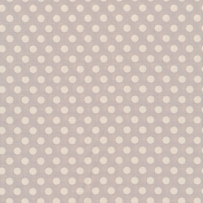 Light grey fabric with white polka dots all over