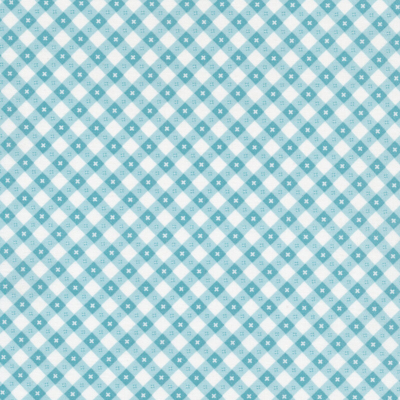 A blue aqua and white gingham fabric