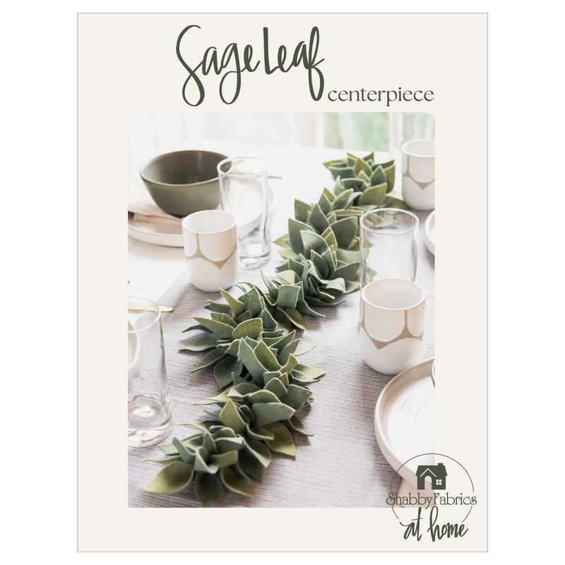 The front of the Sage Leaf Centerpiece pattern by Shabby Fabrics At Home