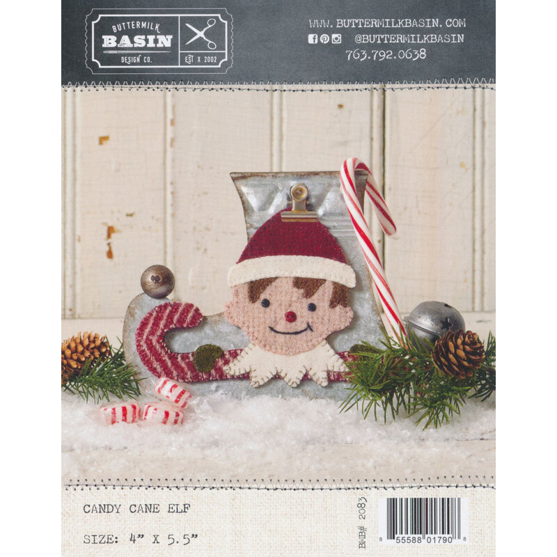 The front of the Candy Cane Elf pattern by Buttermilk Basin