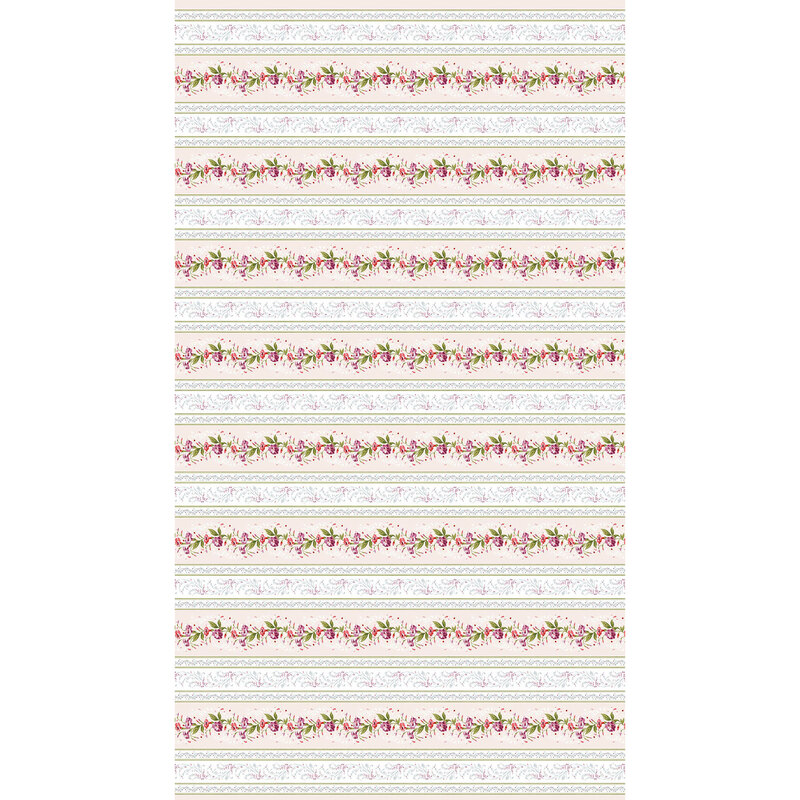 A light pink and white floral border stripe