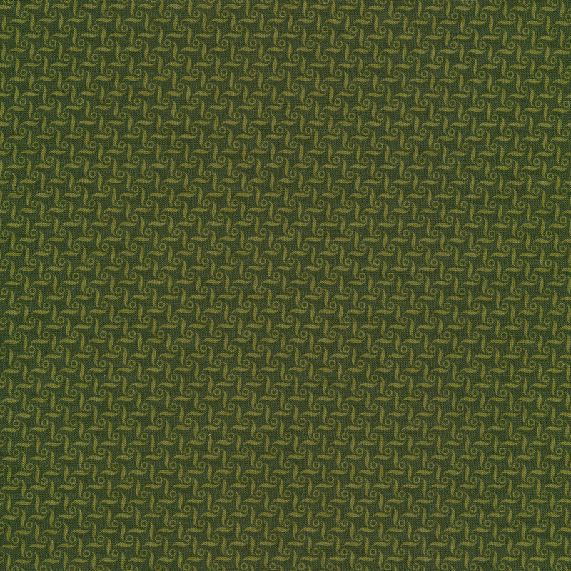 Tonal green fabric featuring a connected swirl pattern