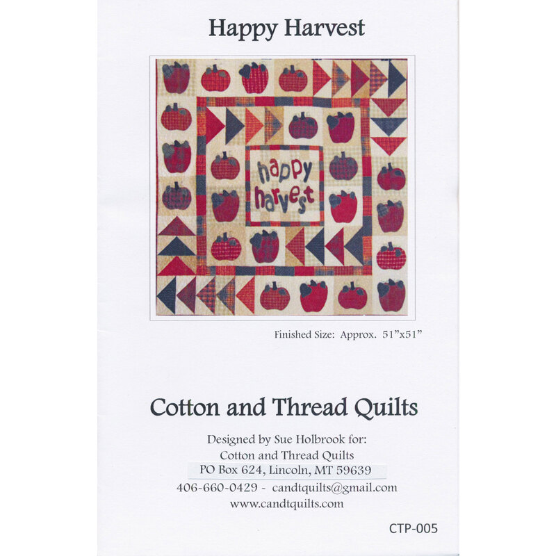 The front of the Happy Harvest pattern by Sue Holbrook of Cotton and Thread Quilts