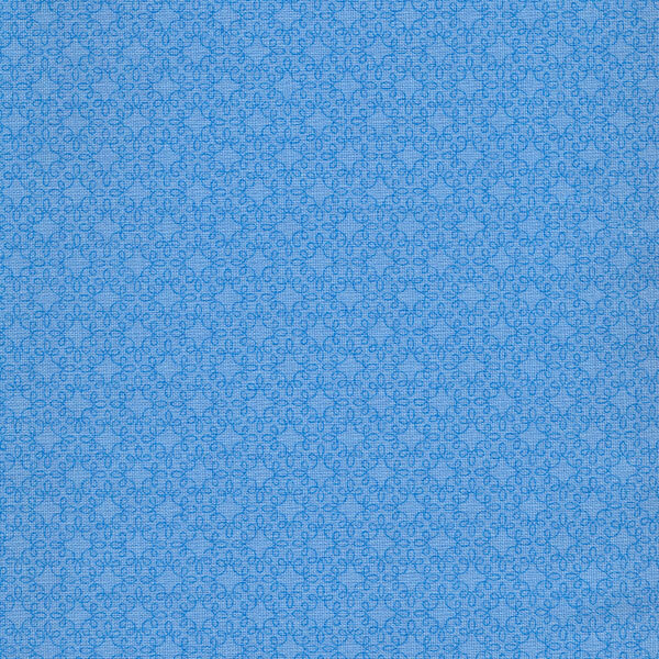 blue tonal fabric with geometric swirl designs