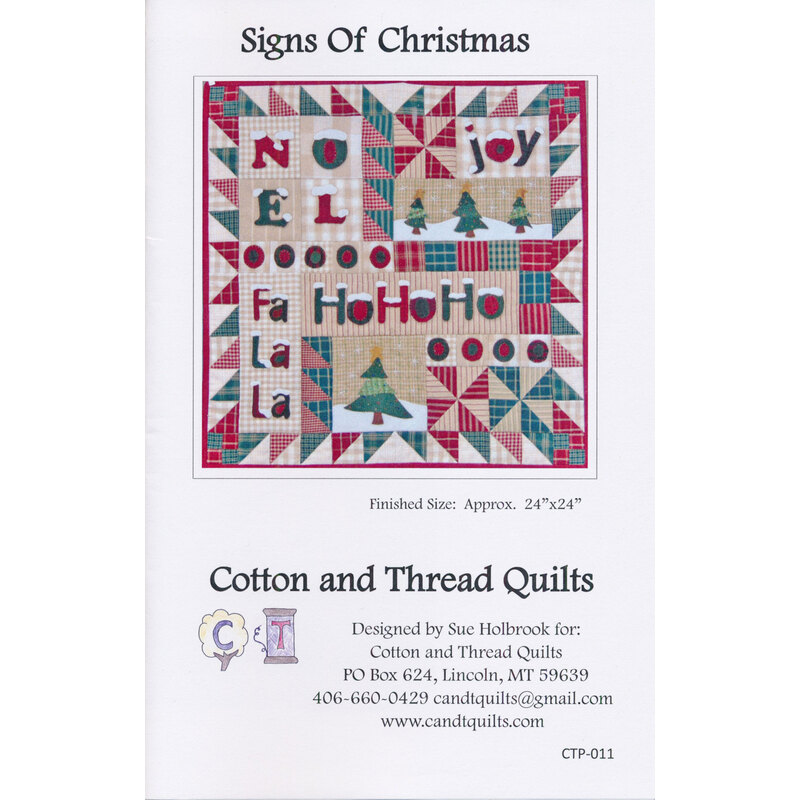 The front of the Signs of Christmas pattern by Sue Holbrook of Cotton and Thread Quilts