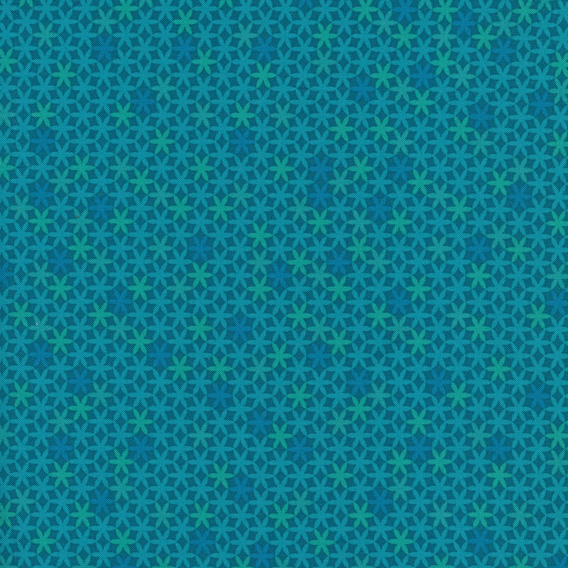 Dark teal tonal fabric with touching stars all over