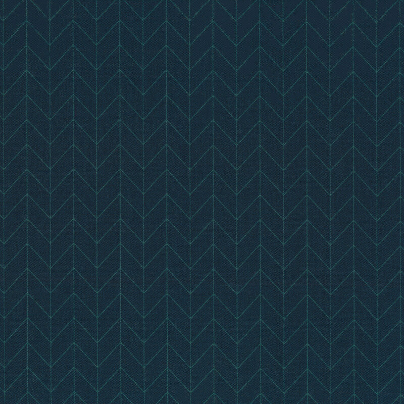 Dark blue fabric with light blue chevron pattern designs