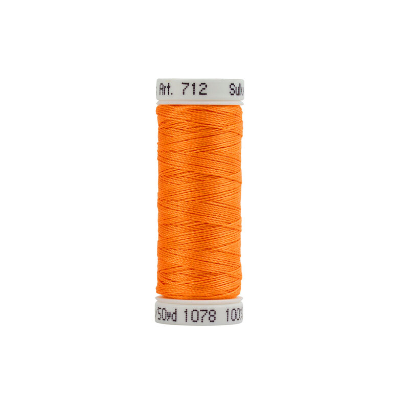 Single isolated Spool of Tangerine Sulky Petite Cotton 12wt thread