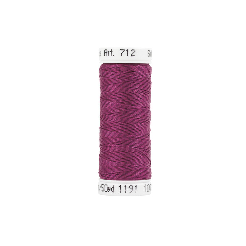 Isolated spool of Sulky Petite Cotton thread #1191 Dark Rose