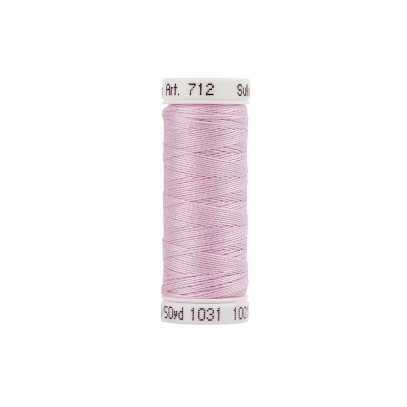 Isolated single spool of pale purple Sulk Petite Cotton thread #1031 Med Orchid