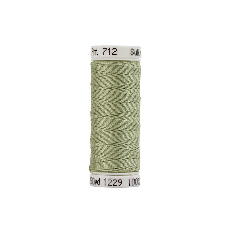 Isolated image of a single spool of Sulky petite cotton thread #1229 Lt. Putty on a white background
