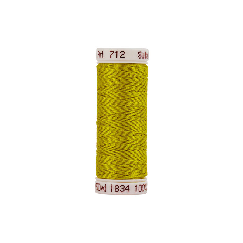 Single isolated spool of Sulky Cotton Petites Thread 712-1834 Pea Soup on a white background