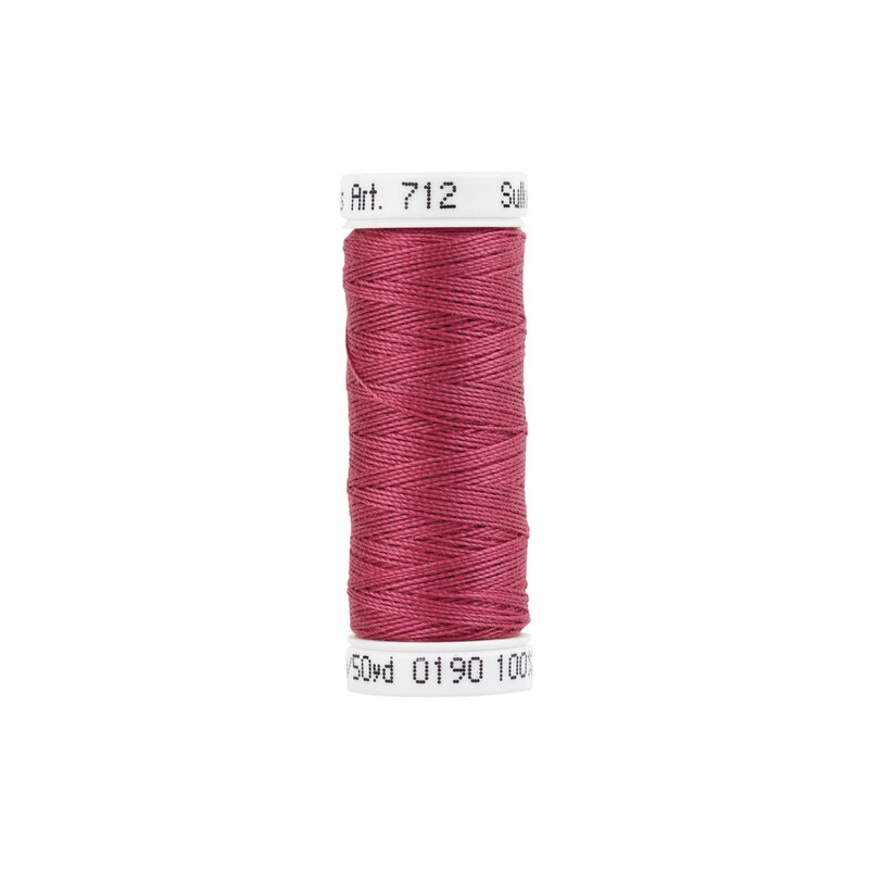 Isolated single spool of berry pink Sulky Petite Cotton thread #0190 June Berry on a white background