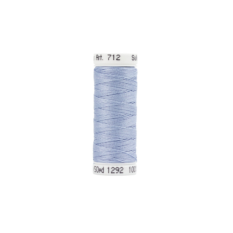 Single isolated spool of Sulky Cotton Petites Thread 712-1292 Heron Blue on a white background