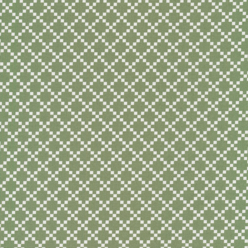 Light green fabric covered with tonal lattice made up of small diamonds