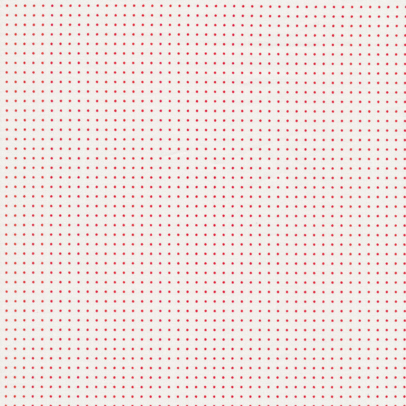 Cream fabric with evenly spaced red pin dots