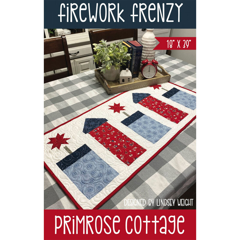 The front of the Firework Frenzy table runner pattern by Primrose Cottage