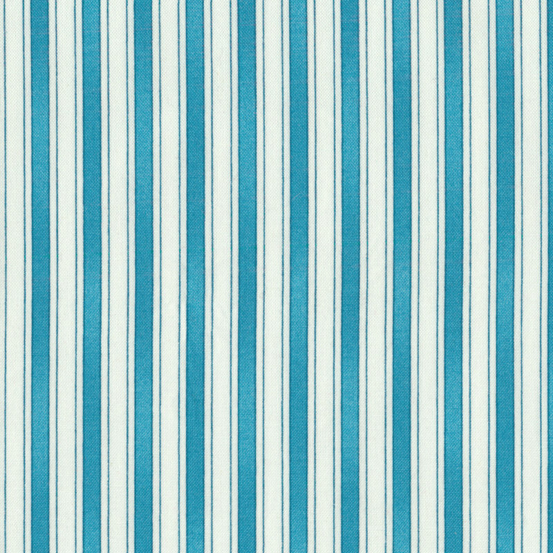 blue and white striped fabric with small pinstripes in between
