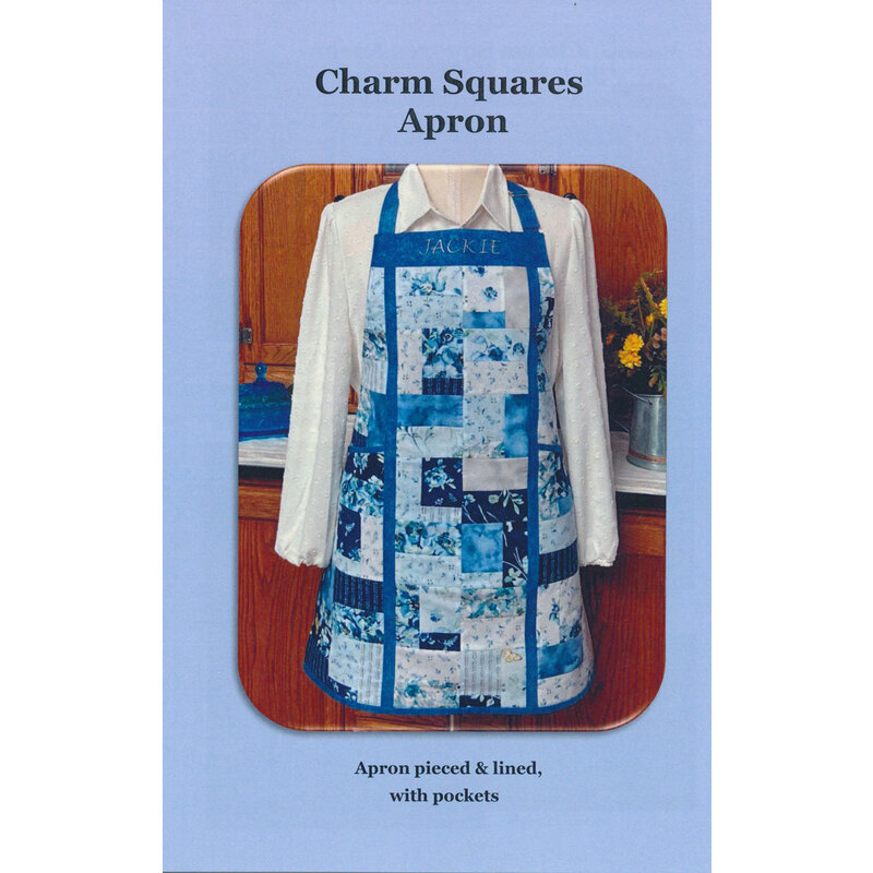 The front of the Charm Squares Apron pattern by J. Minnis Designs