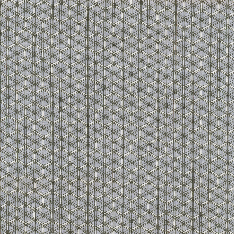 Fabric with white honeycomb print and grey background, with light grey lines 