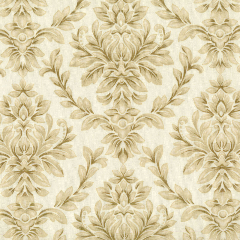 damask with floral motifs on cream
