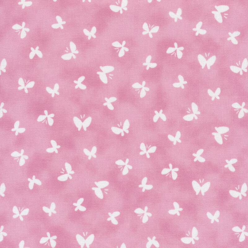 Light purple fabric with white ditsy butterflies all over