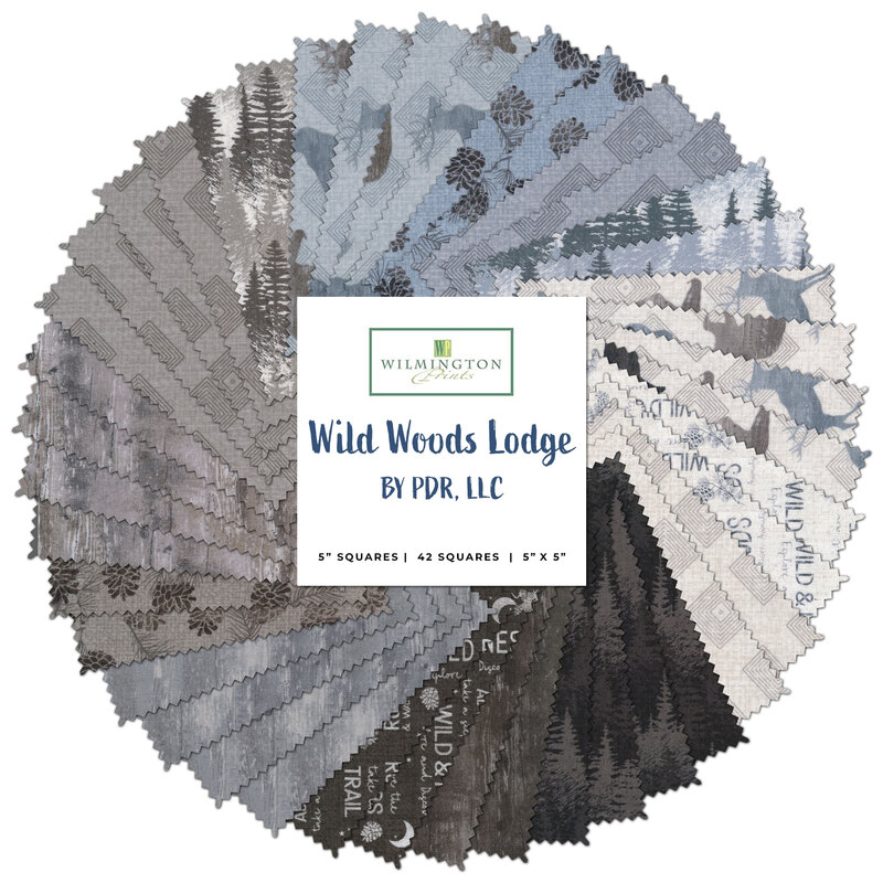 A spiraled collage of fabrics included in the Wild Woods Lodge 5