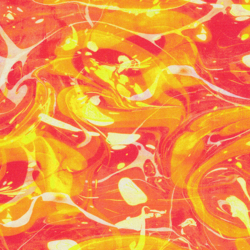 red, yellow and orange marble with yellow splatter