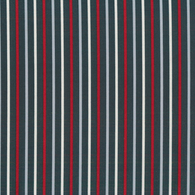 fabric with vertical striped navy, red white and blue colors 