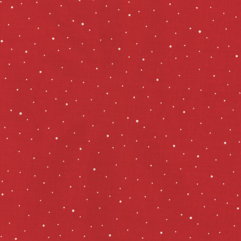 red fabric with small white ditzy spots