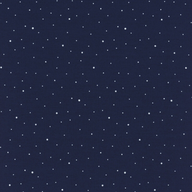 navy blue fabric with small white ditzy spots