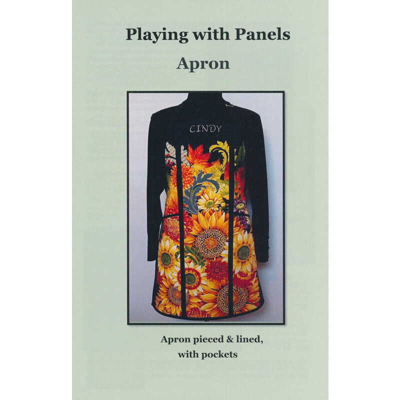 The front of the Playing with Panels apron pattern by J. Minnis Deisgns