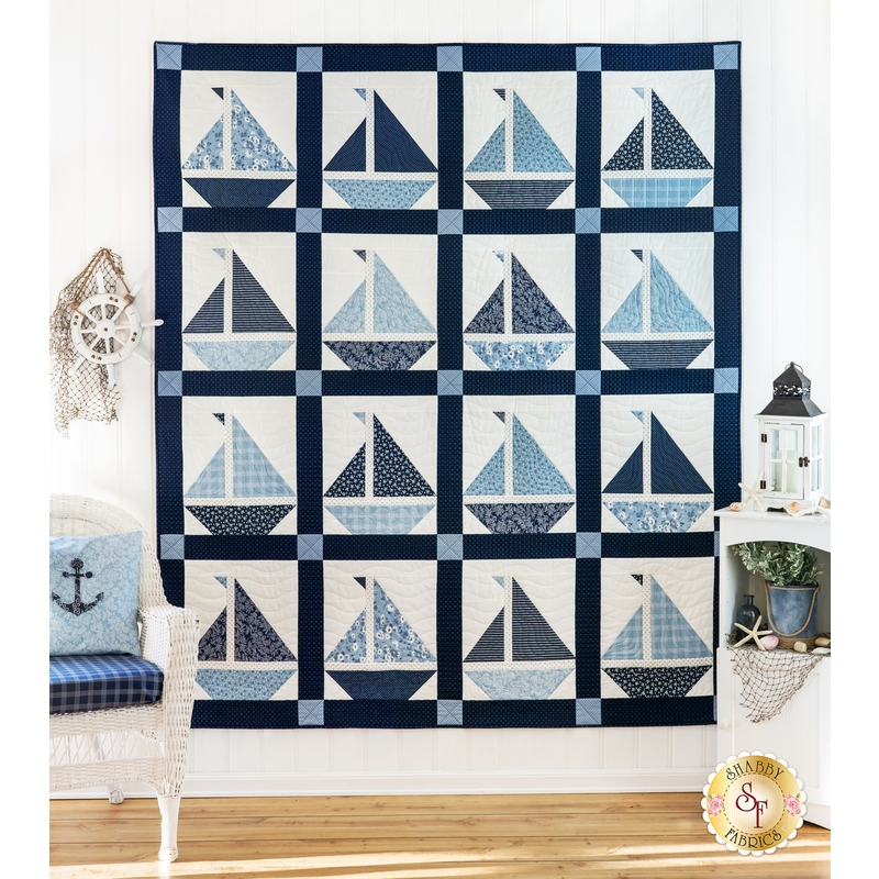 blue and white sailboat quilt