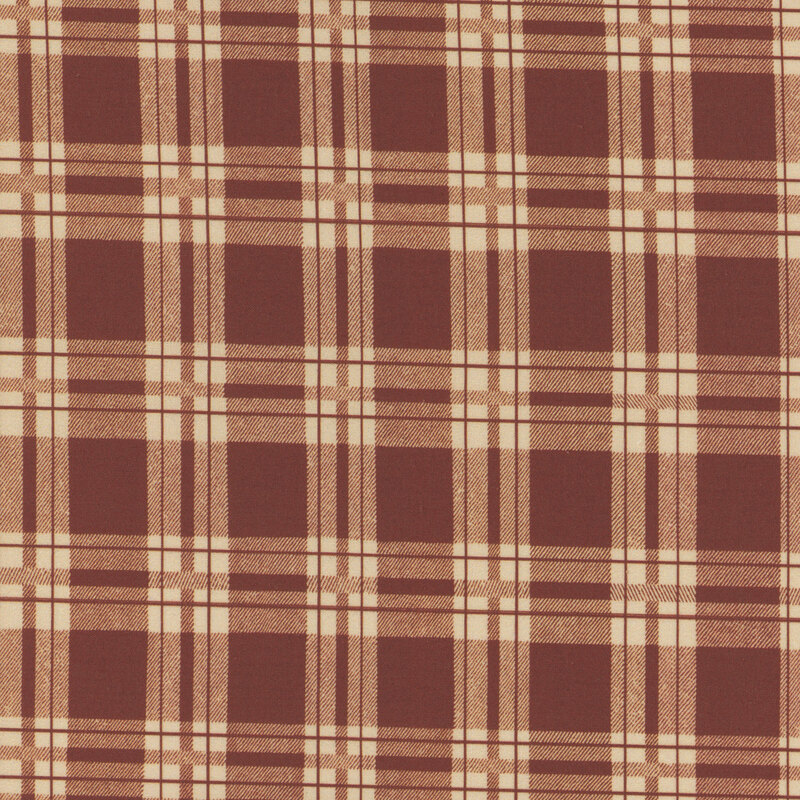 Red and cream plaid fabric