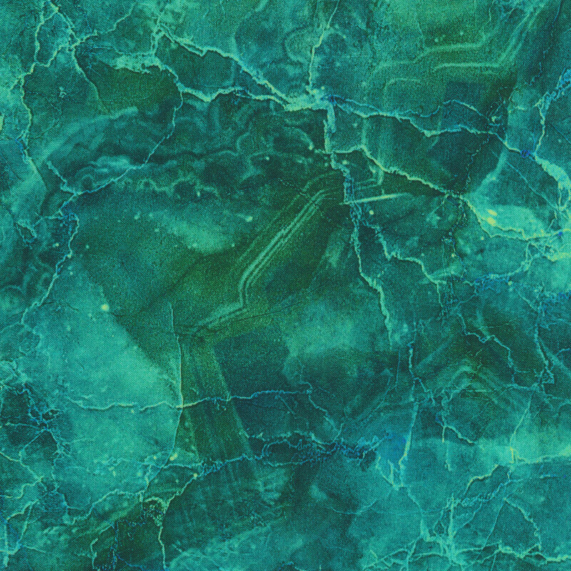 Dark teal fabric with a marbled look and white cracks all over