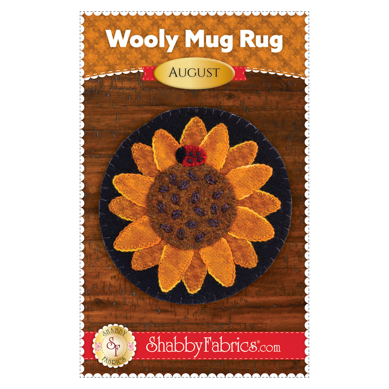 The front of the Wooly Mug Rug Series - August Pattern by Shabby Fabrics