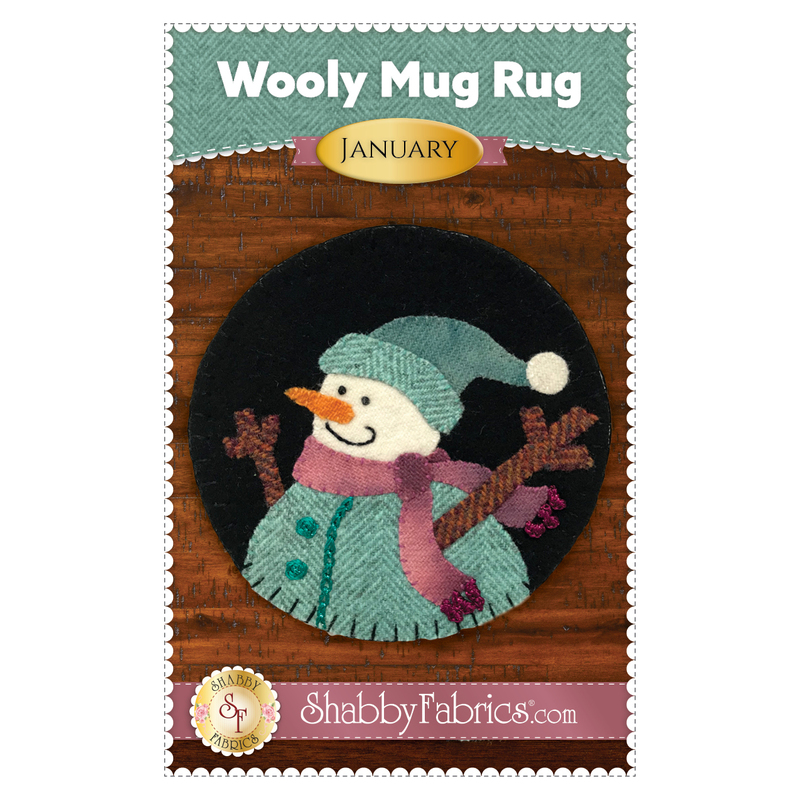The front of the Wooly Mug Rug - January pattern by Shabby Fabrics